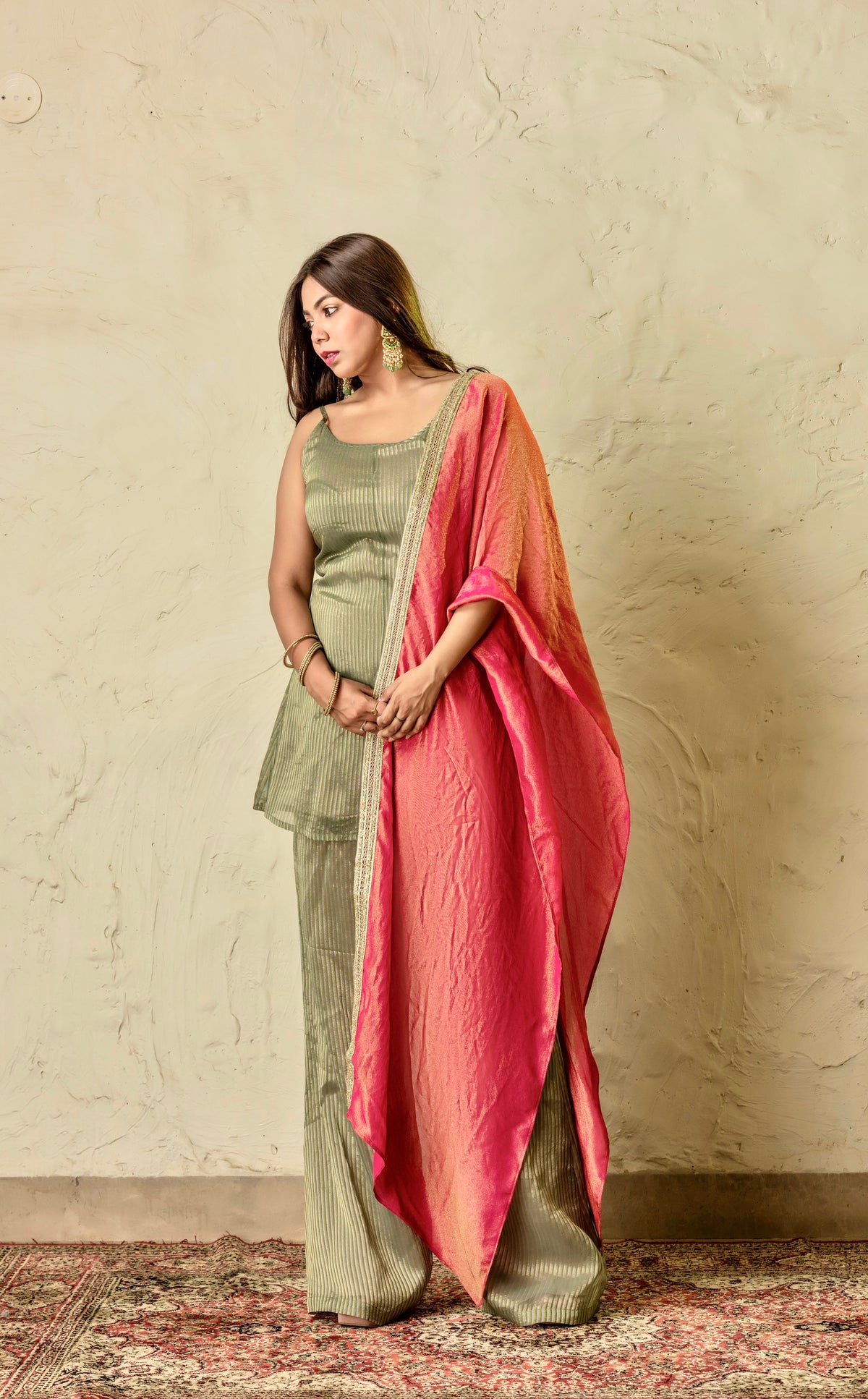 Chaandni Sage and Peach Suit Set