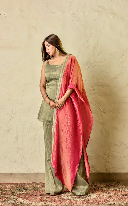 Chaandni Sage and Peach Suit Set
