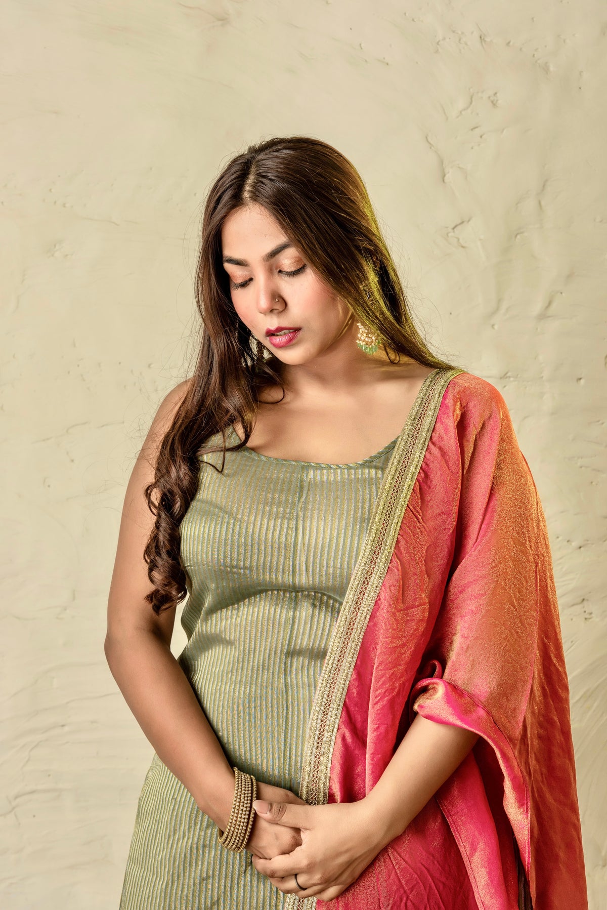 Chaandni Sage and Peach Suit Set