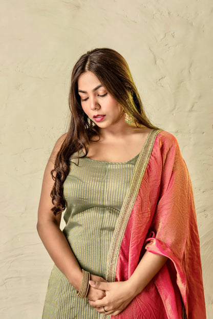 Chaandni Sage and Peach Suit Set