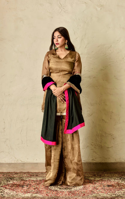 Bahaar Bronze and Black Suit Set