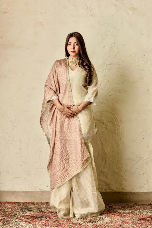Jahaan White and Pink Suit Set