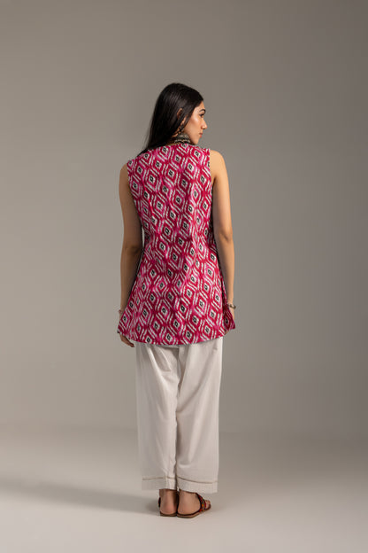 Ikat Red Kurti