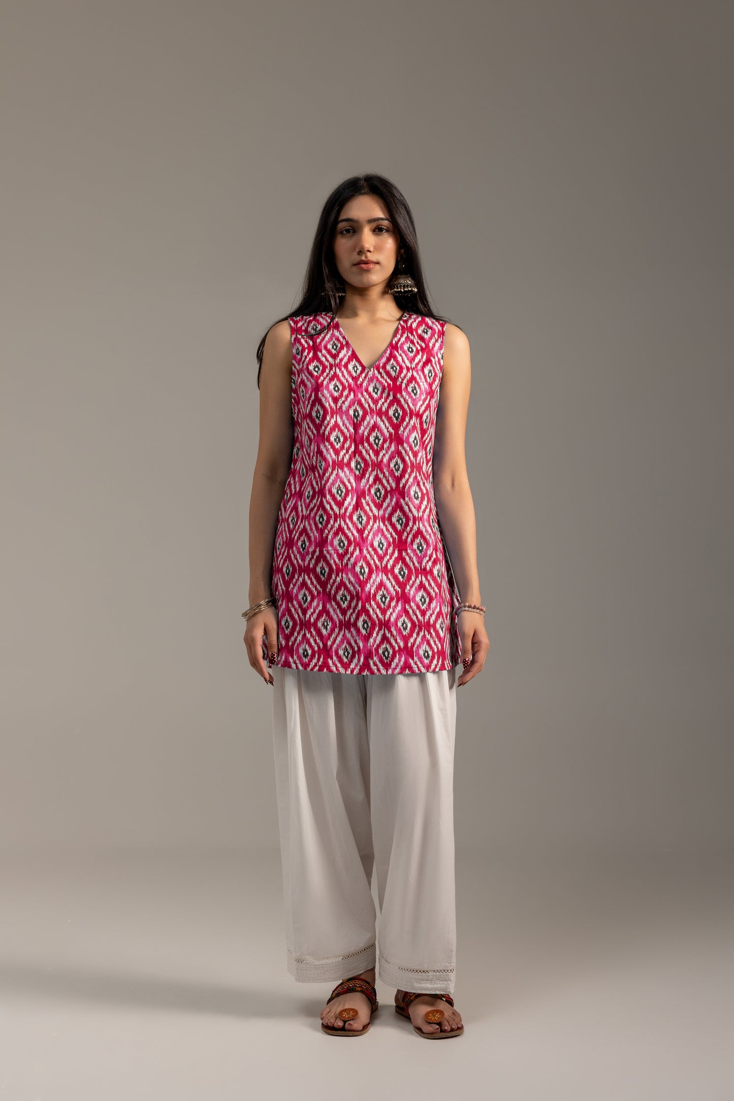 Ikat Red Kurti