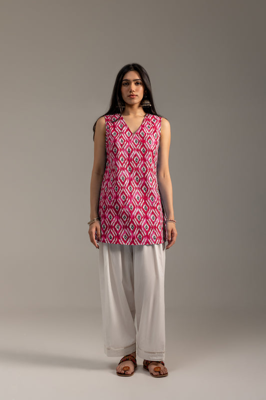 Ikat Red Kurti