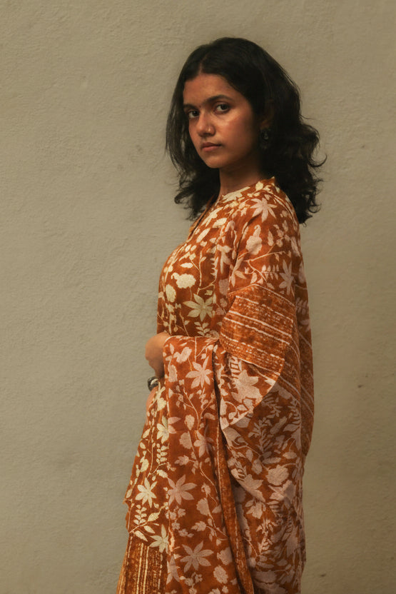 Gulbahar Farshi Salwar Set with Dupatta - Ochre