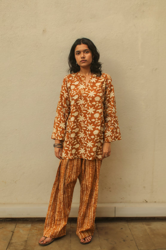Gulbahar Farshi Salwar Set with Dupatta - Ochre