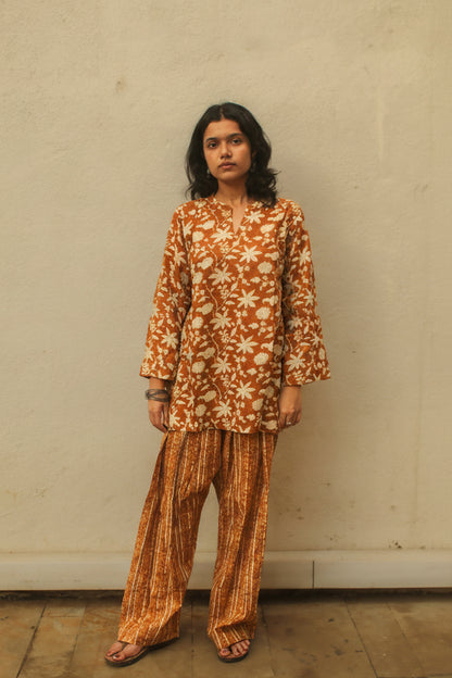 Gulbahar Farshi Salwar Set with Dupatta - Ochre
