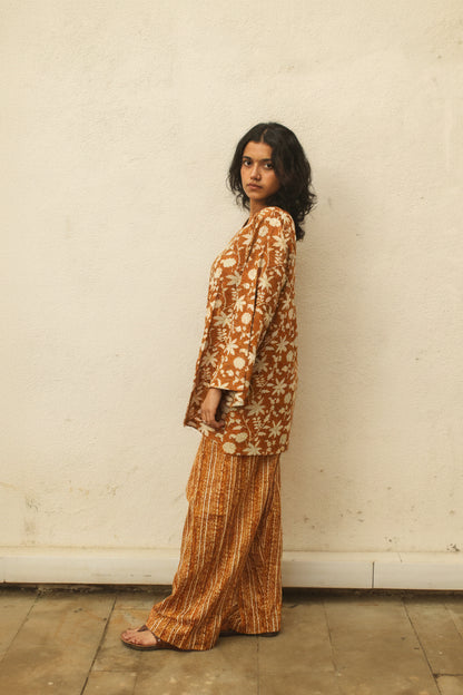 Gulbahar Farshi Salwar Set with Dupatta - Ochre