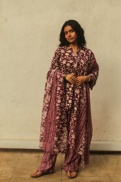 Gulbahar Farshi Salwar Set with Dupatta- Purple