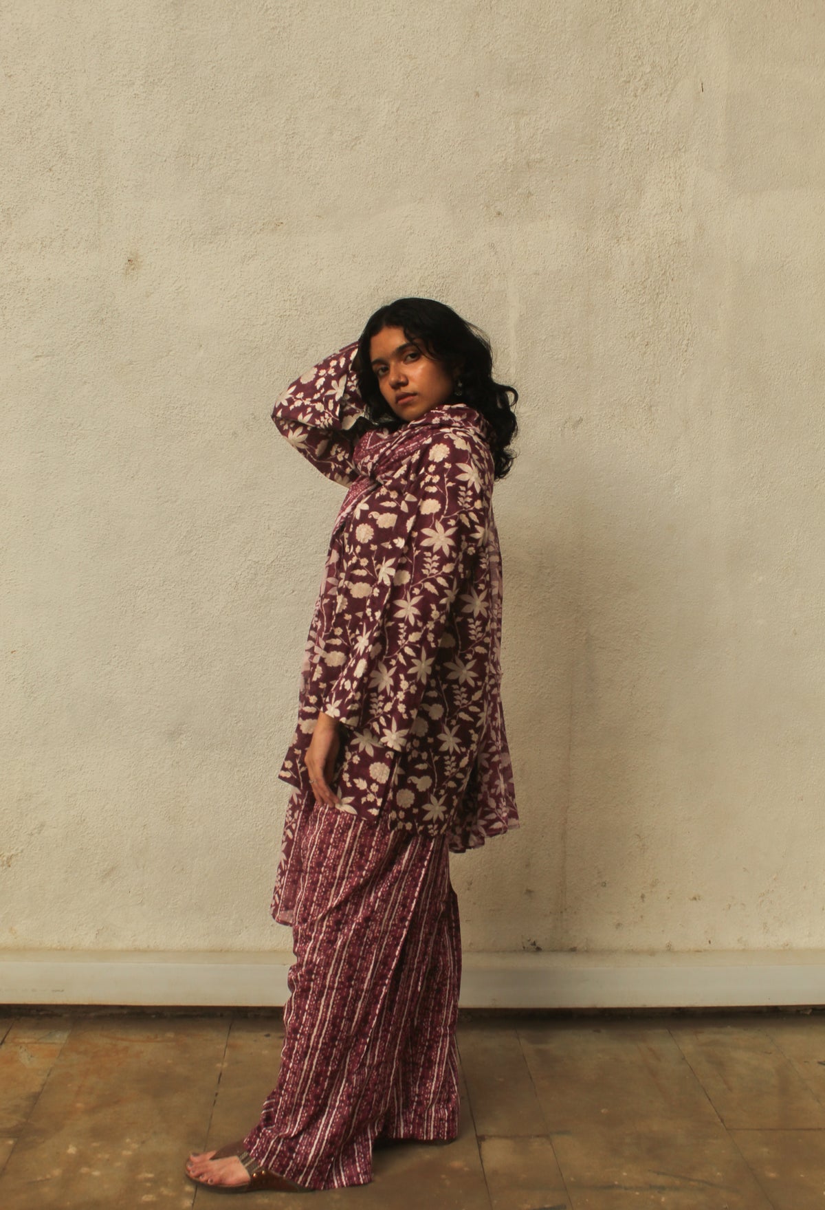Gulbahar Farshi Salwar Set with Dupatta- Purple