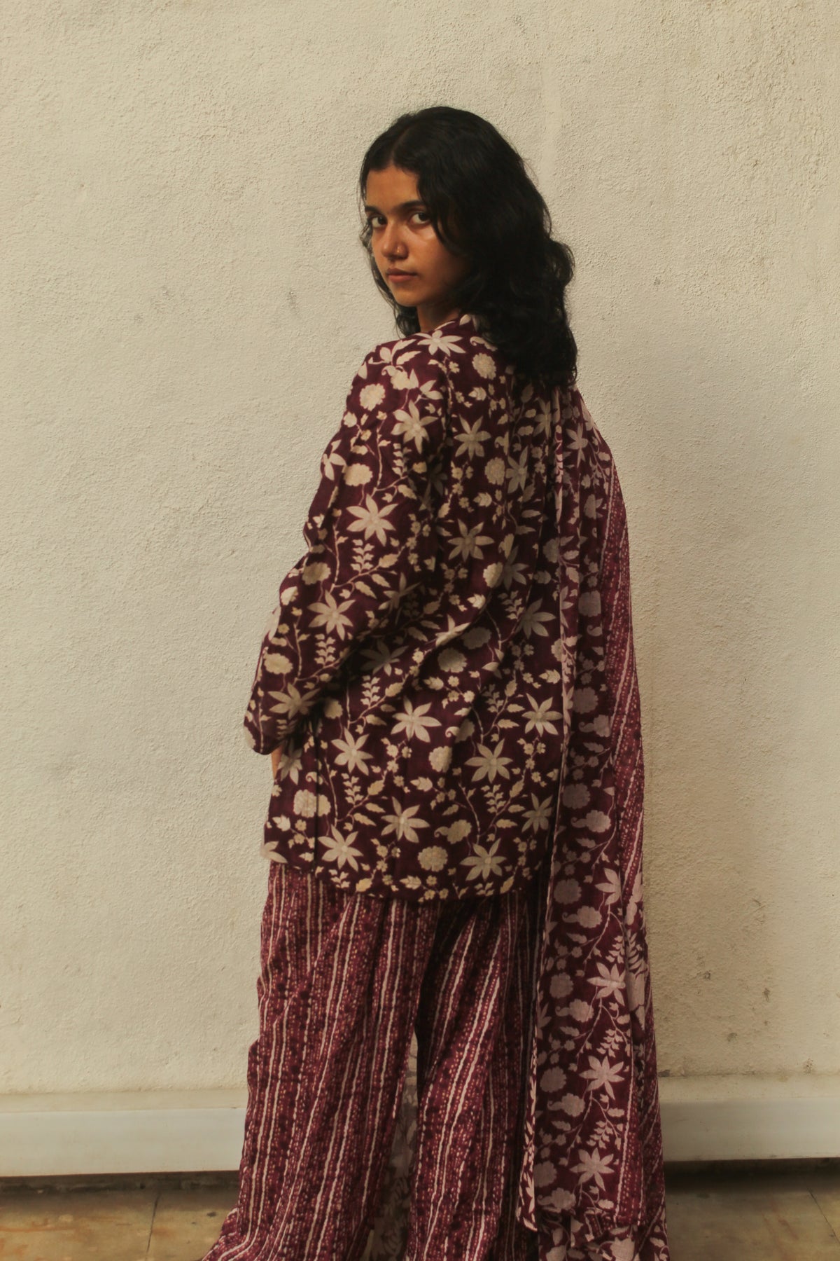 Gulbahar Farshi Salwar Set with Dupatta- Purple