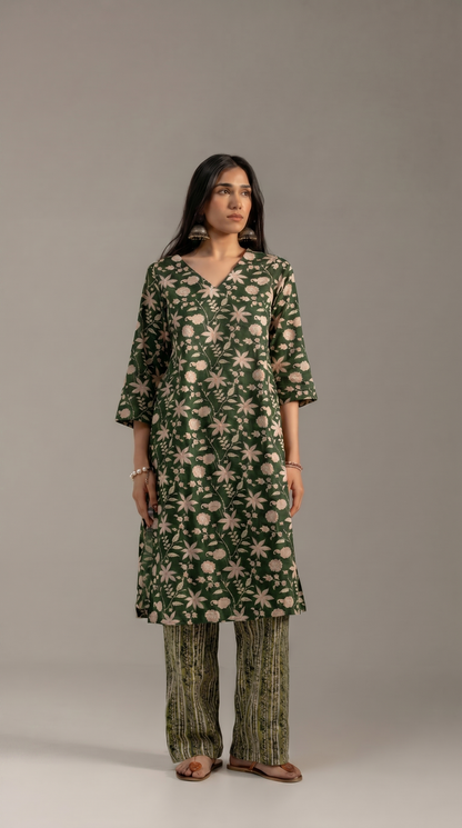 `Gulbahar Green Kurta Set with Dupatta