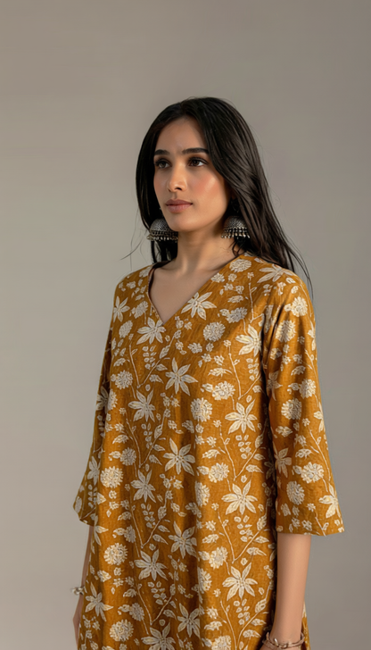 Gulbahar Mustard Kurta Set with Dupatta