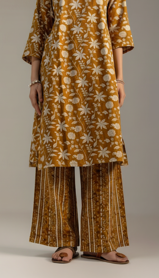 Gulbahar Mustard Kurta Set with Dupatta