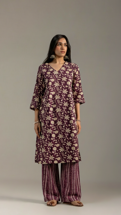 Gulbahar Violet Kurta Set with Dupatta