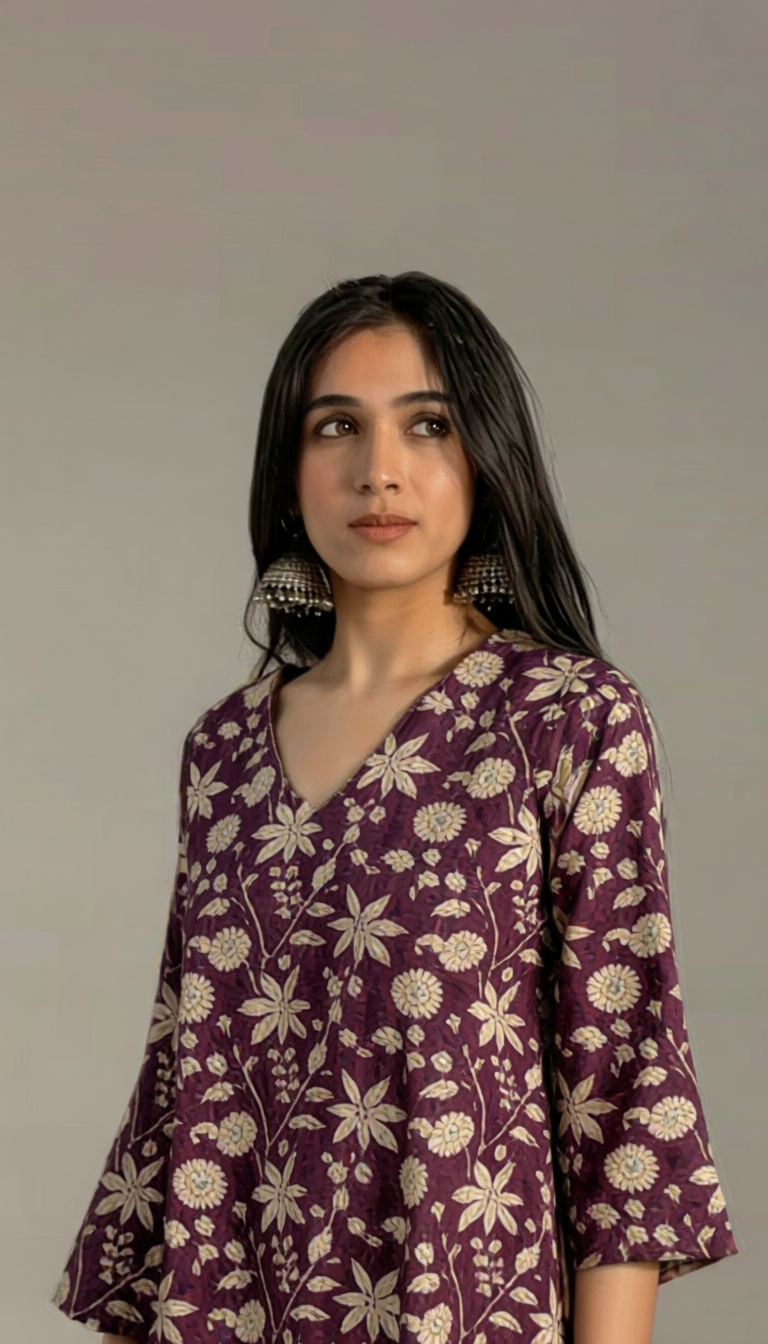 Gulbahar Violet Kurta Set with Dupatta