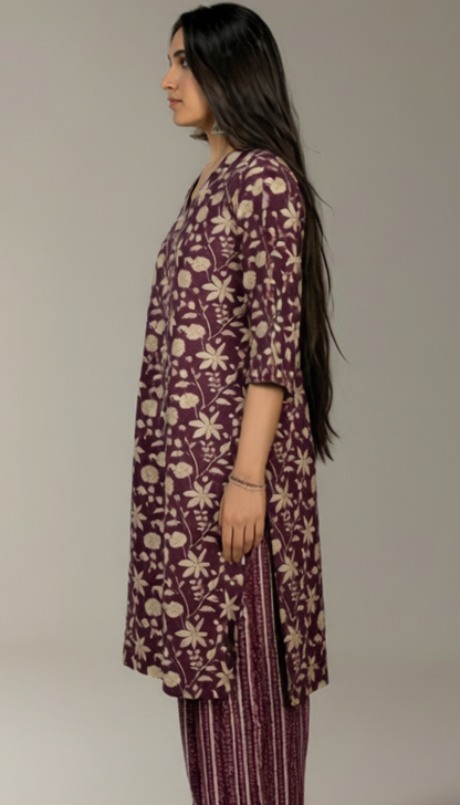 Gulbahar Violet Kurta Set with Dupatta
