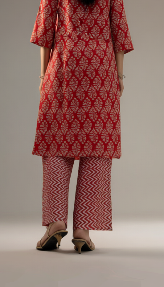 Verandah Coral Kurta Set