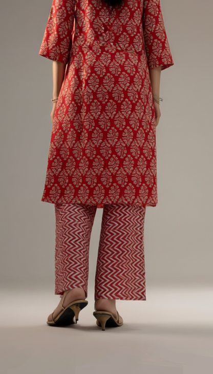 Verandah Coral Kurta Set