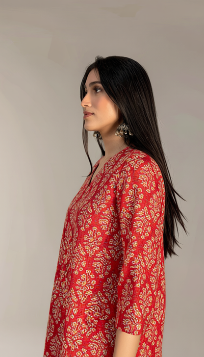 Verandah Coral Kurta Set