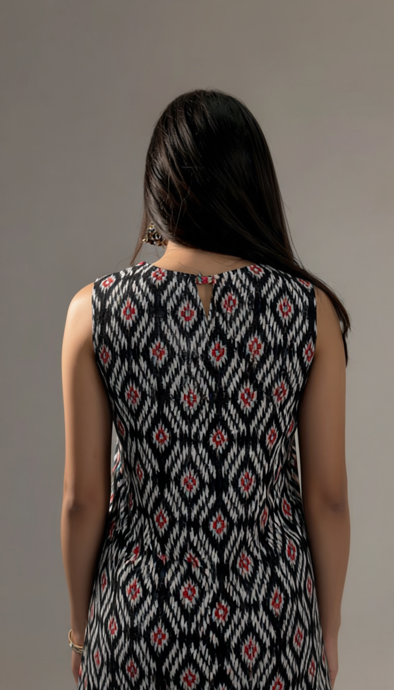 Ikat Black Kurti